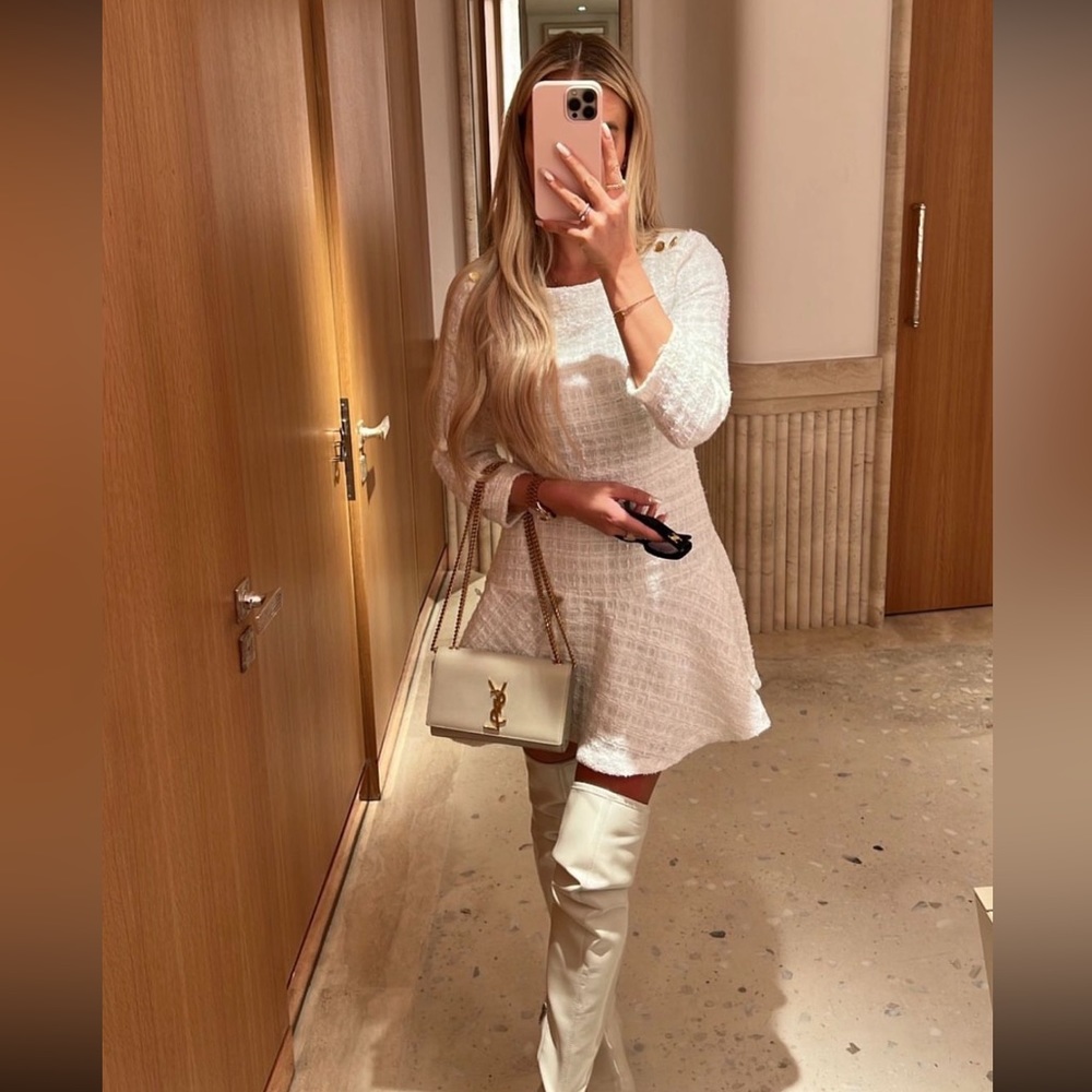 Zara NWT White Textured Mini Dress - XS